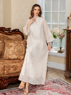 SMT169  Mesh dress with full embroidery