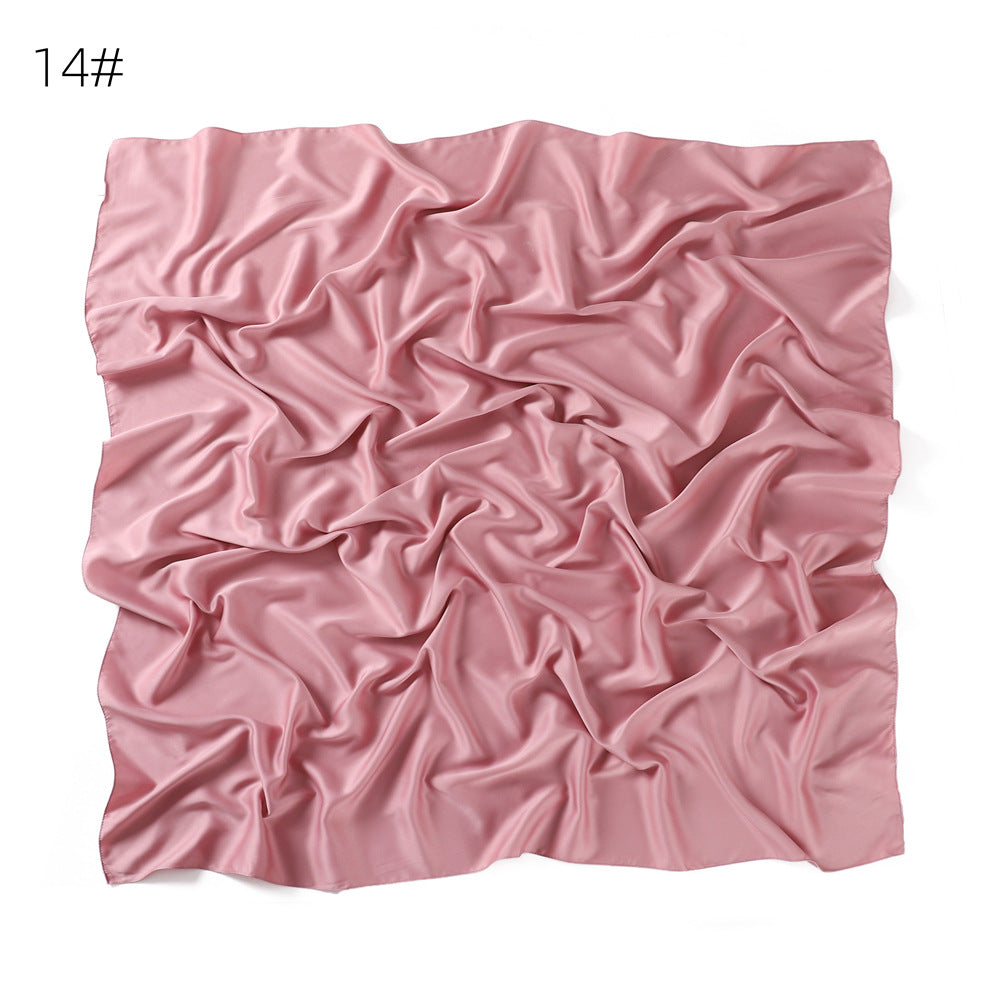 YZ104  110cm cross-border new large size breathable soft matte imitation silk color Ding pure color square scarf scarf