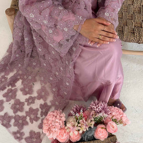 LR1069  3D Floral Beaded Cardigan Abaya