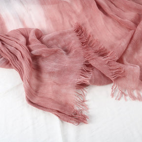 SS009  Modal Tie-Dye Oil Painting Style Two-End Fringed Crinkled Hijab