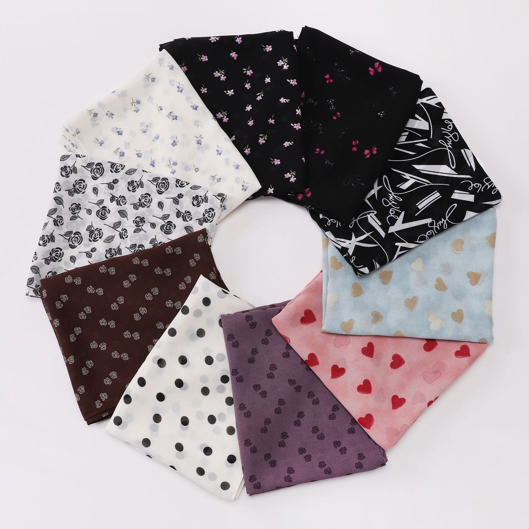 W-0022  Ditsy Floral Printed Pearl Chiffon Hijab