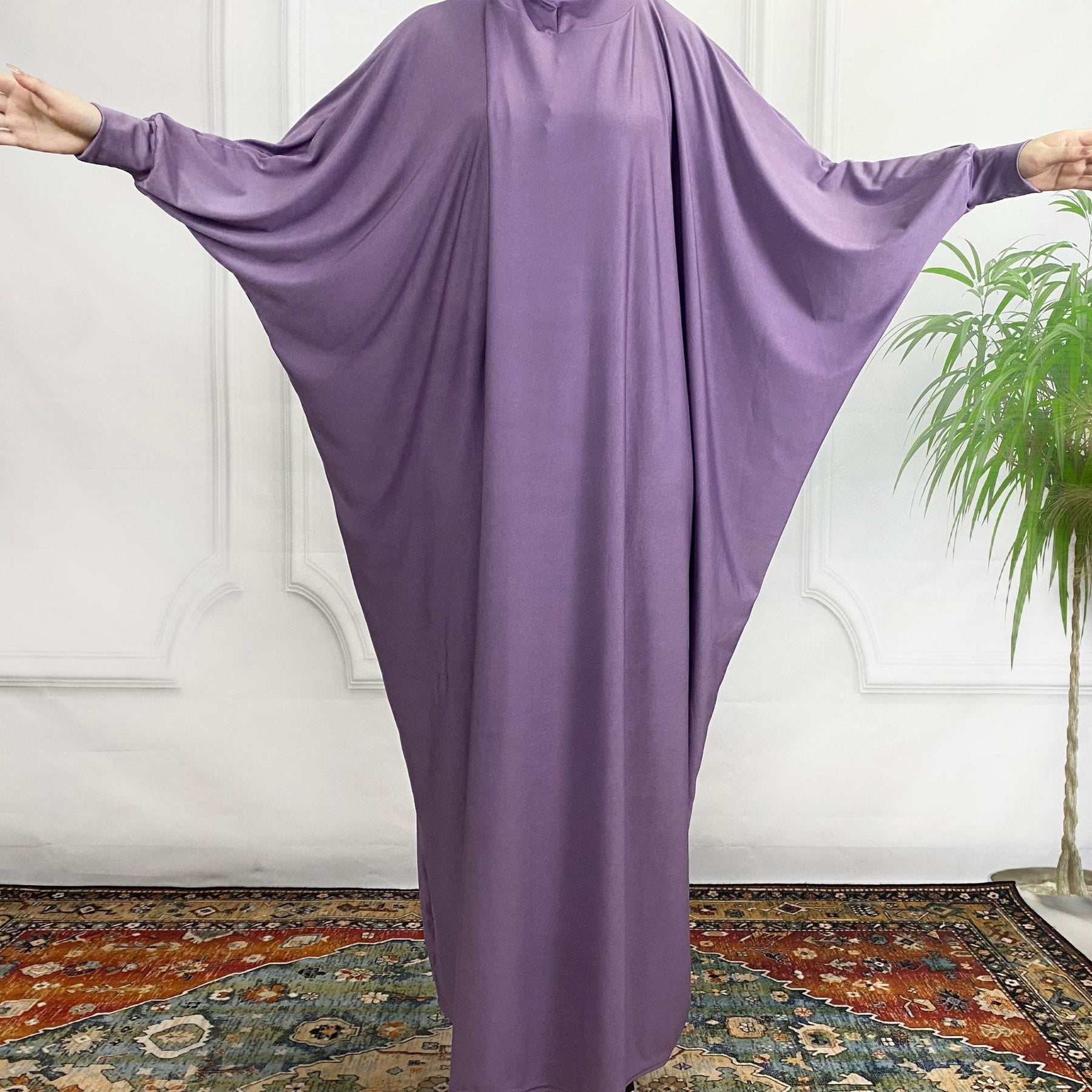 abaya 001 Arabian robe one-piece hooded solid color bat sleeves plus size dress abaya