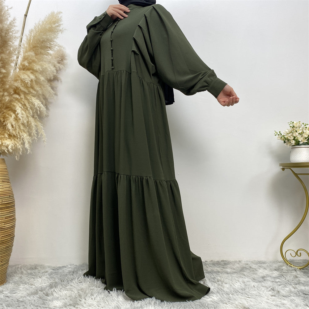 6633 pleated plian muslim abaya dress