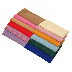 YW32 solid color pleated chiffon hijab