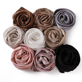 YZ312  Plain Silk-Like Leopard Stripe Polyester Hijab