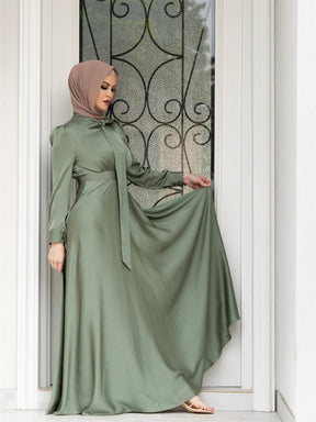 M160 Cross-border foreign trade women's dress Muslim fashion big swing satin dress