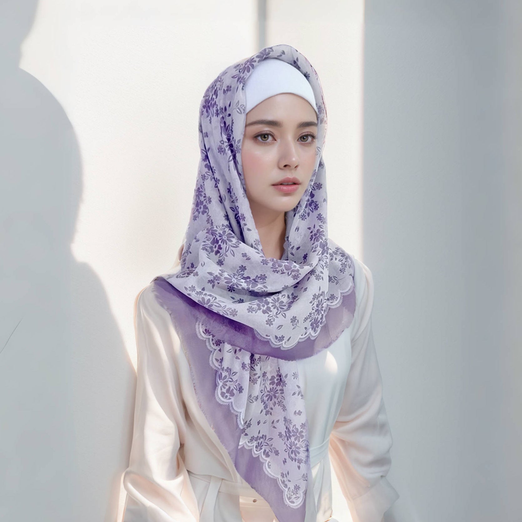 WJA280  Lace Bali Print High Quality Sun Protection Headscarf Indonesian Headscarf Scarf