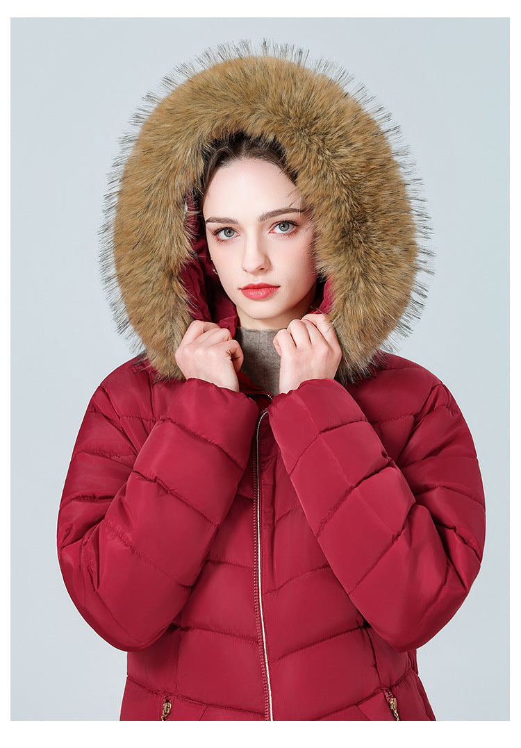 YAXF-8809  Women's Mid-Length Slim Winter Cotton-Padded Puffer Jacket