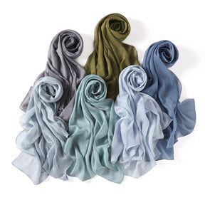 YZ375  Plain Silver Thread Crinkled Chiffon Hijab