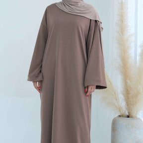 LR737  Plain Hooded Sweatshirt Abaya Dress