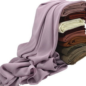 WJ299 plain pleated chiffon hijab scarf