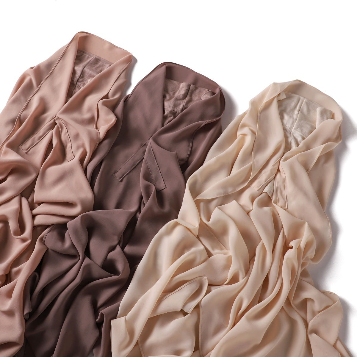 YZ316  Plain Silky Thick Chiffon Hijab with Built-in Magnetic Buckle and Matching Undercap