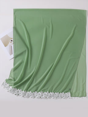 MSL258 plain pearl chiffon lace edge hijab scarf