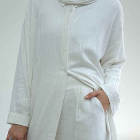 LR924  Plain Linen-Cotton Abaya Set