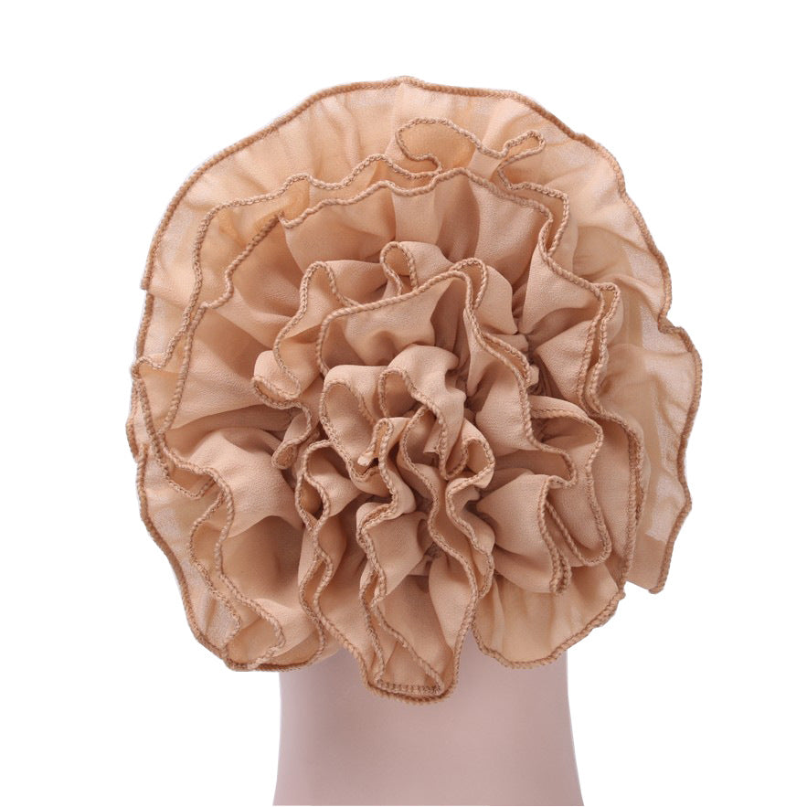 TJM-雪纺盘花 plain chiffon flower hijab turban hat