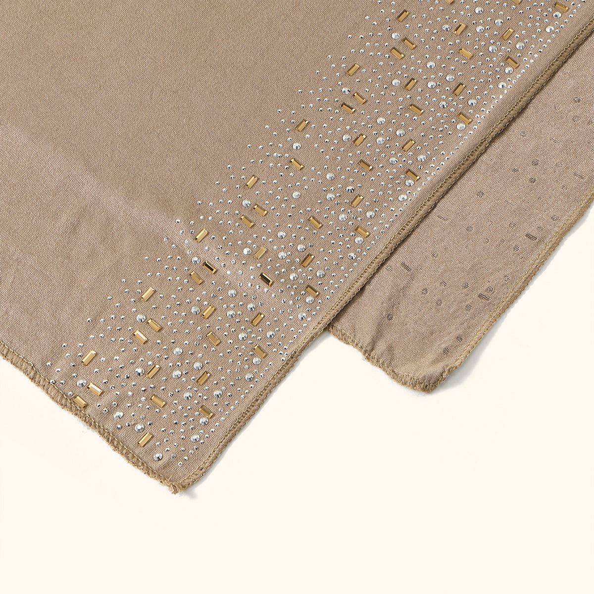 YW425  Mercerized Cotton Special-Shaped Hotfix Rhinestone Hijab