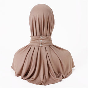 MSL022  Plain Modal Jersey Adjustable Undercap Hijab with Tie & Button Closure