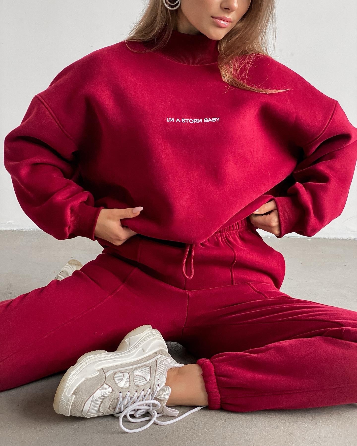 M1051  Women's New Spring Printed Sweatshirt 2-Piece Set