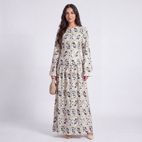 LR1095  Women's Plus Size Long Sleeve Full Embroidery Dress