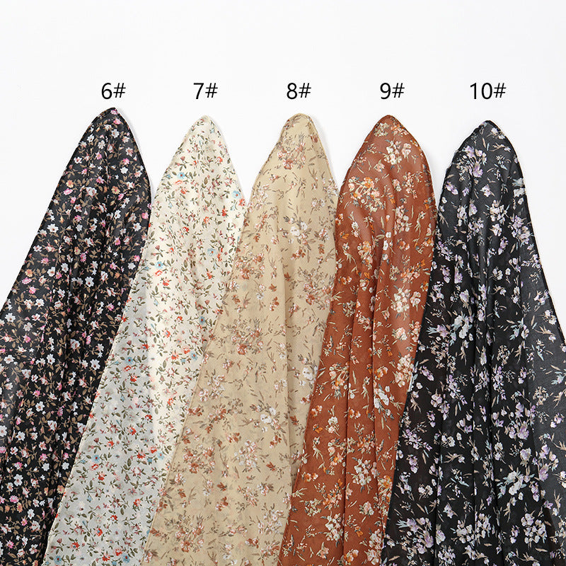 YW347  115*115CM Large Size Floral Pearl Chiffon Printed Square Scarf
