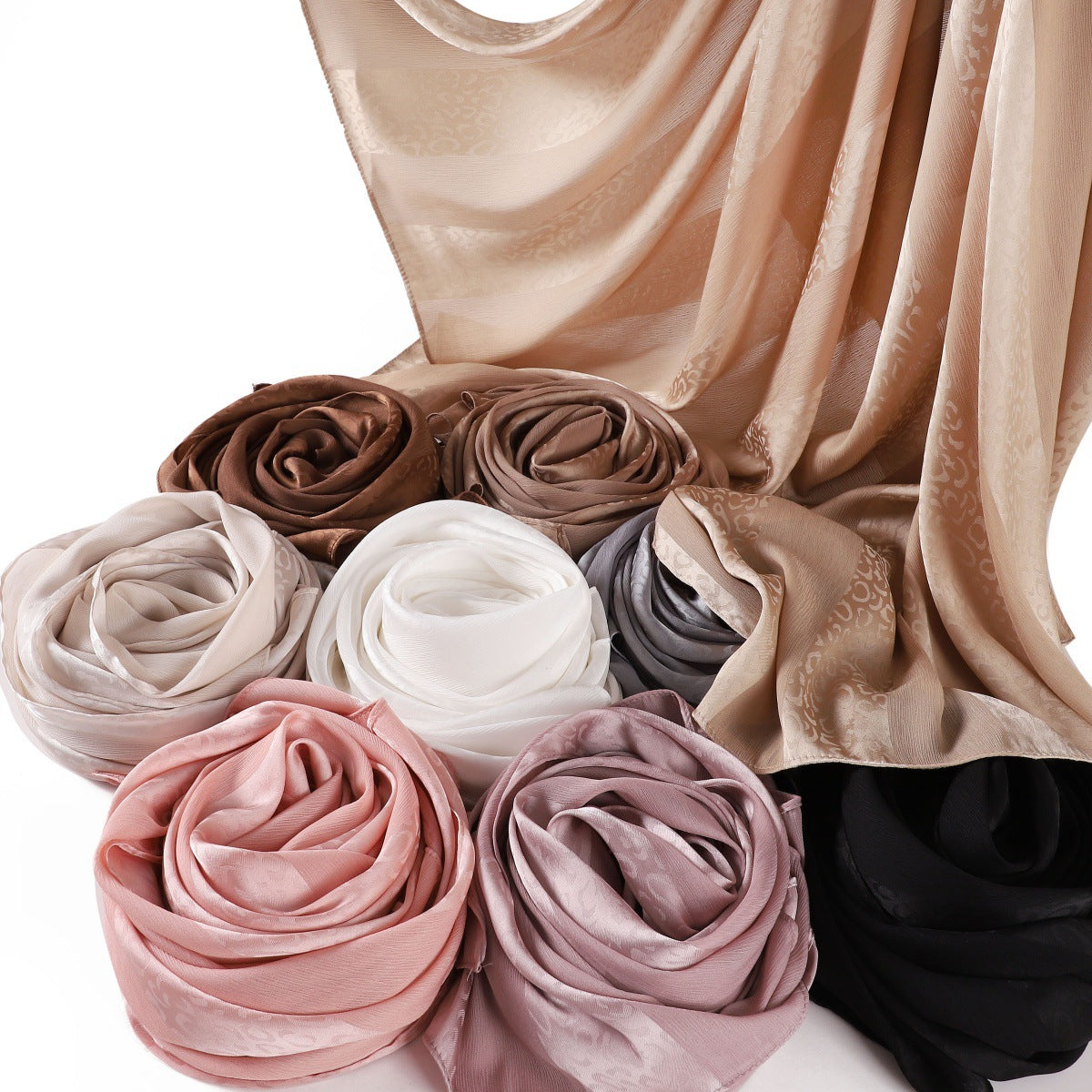 YZ312  Plain Silk-Like Leopard Stripe Polyester Hijab