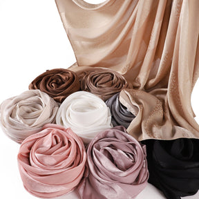 YZ312  Plain Silk-Like Leopard Stripe Polyester Hijab