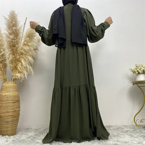 6633 pleated plian muslim abaya dress