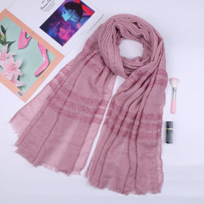 VS169   New solid color sprinkled silver bamboo cotton solid color long scarf classic monochrome striped Malay Indonesian scarf scarf