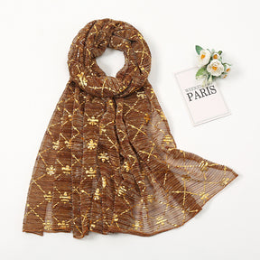 VS392 pleated hot stamping hijab