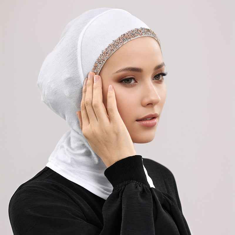 RS026 Plain Mercerized Cotton Pull-on Base Cap with Heat-Set Rhinestones