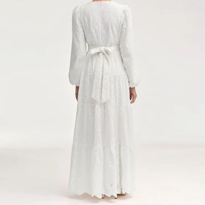 LR1066  Pure Cotton Embroidery Abaya Floral Dress