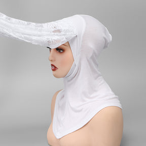 SW159  Rose Lace Cap-Style Polyester Hijab