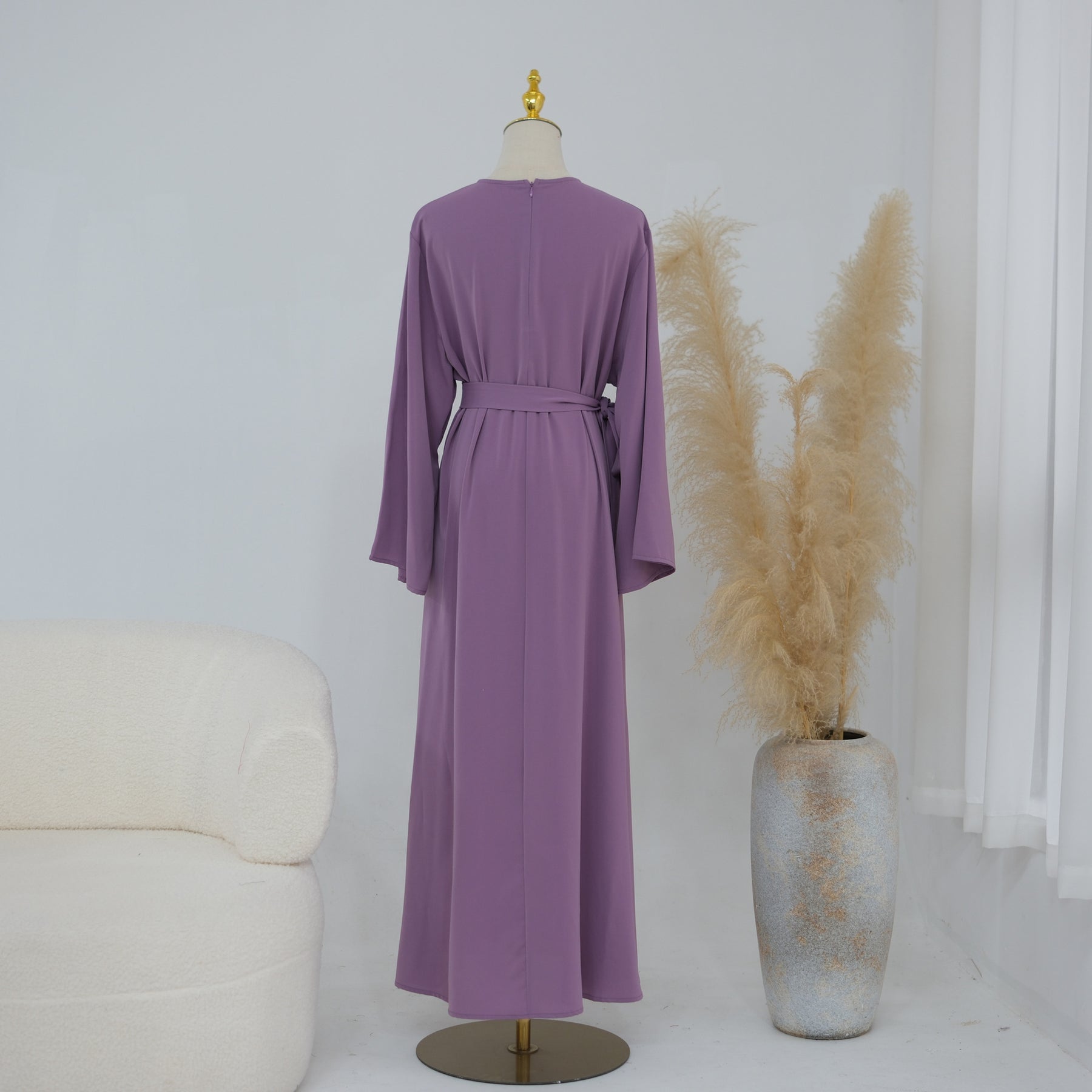 LR1189  3D Floral Open Abaya + Nida Inner Layer + Hijab Set