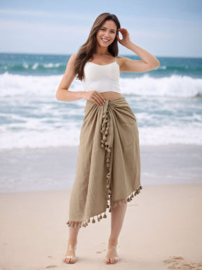 SL31  Half-length tassel shawl sun protection wrap skirt