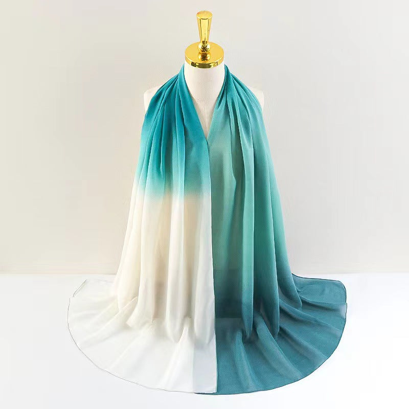 OC011  New gradual color fine chiffon large size scarf women's shawl long scarf Fashion casual scarf thin sunscreen gauze scarf