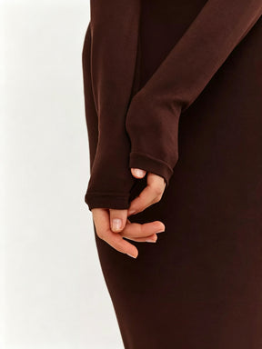 XZ563  Fitted Bodycon Long Sleeve Polyester Dress-MOQ:3