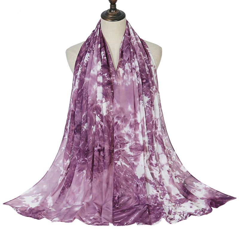 YW158 tie-dye pearl chiffon hijab scarf