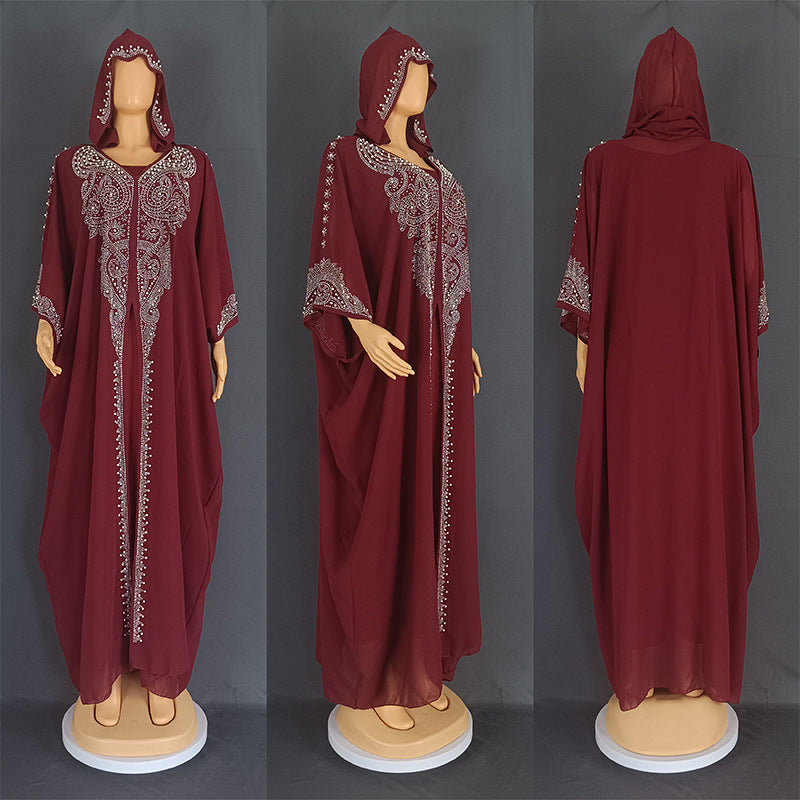 8890 Rhinestone Hooded Dress and Bra