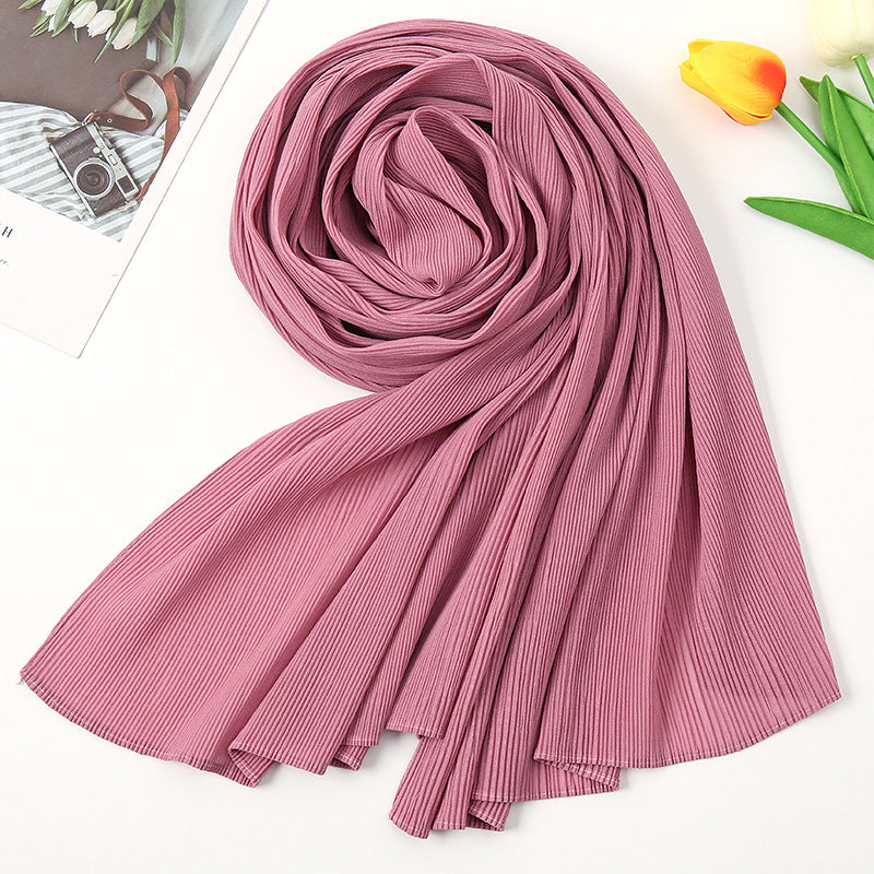 YW141 plain pleated chiffon hijab