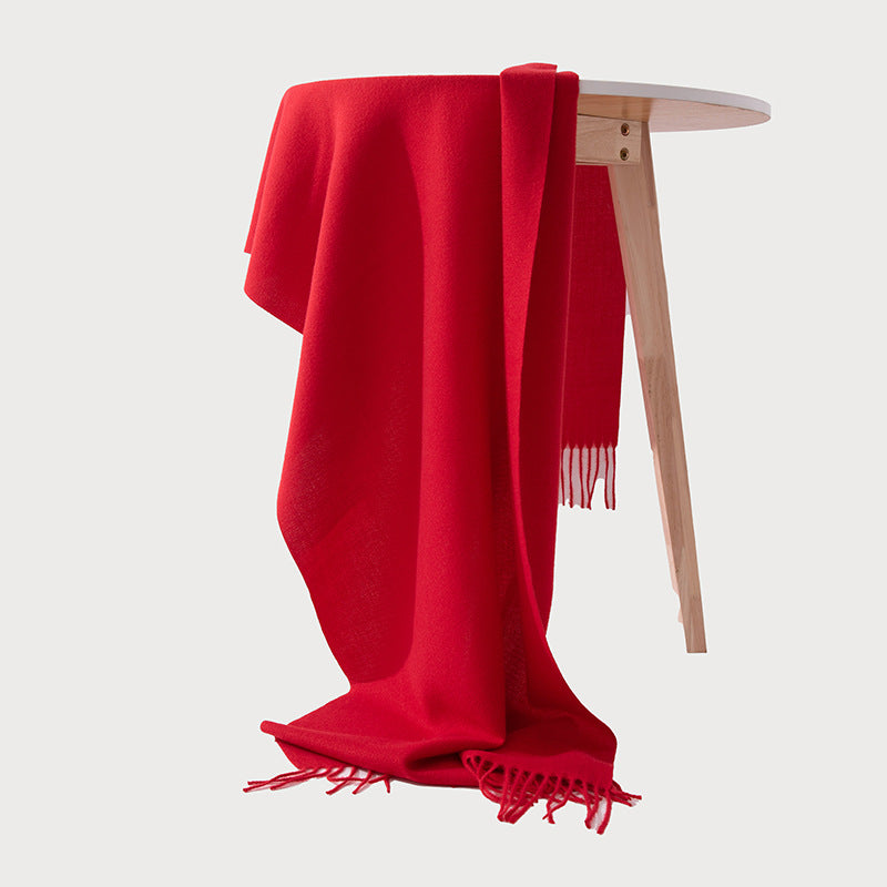 FH24-5889 Red solid color scarf Polyester winter scarf