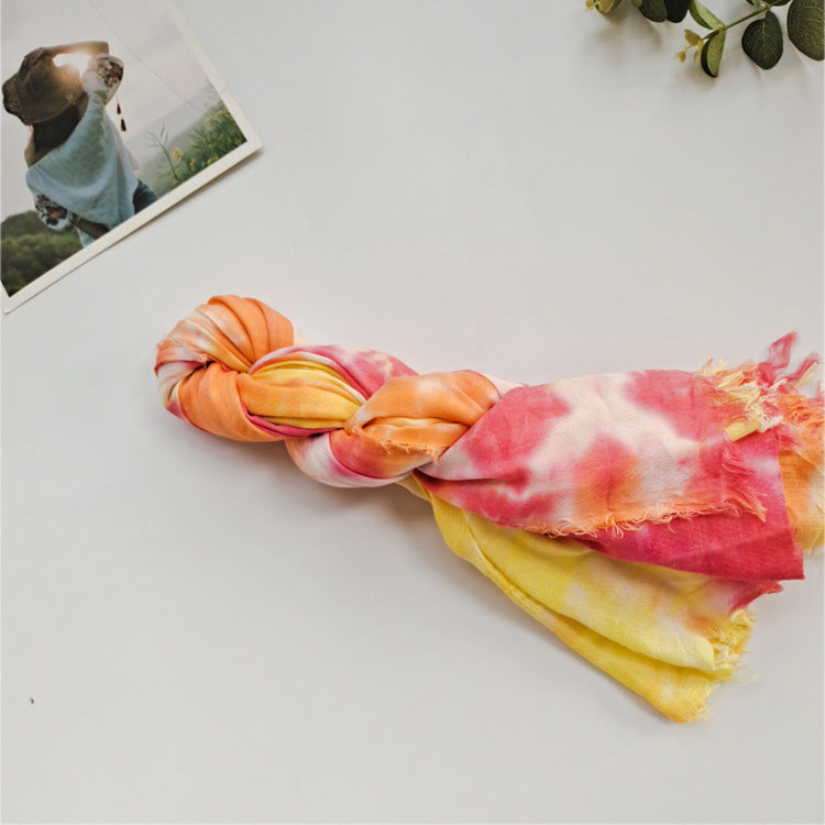 JY-77  Ethnic  style handmade tie-dyed scarf comfortable shawl outside the decorative seaside scarf