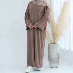 LR737  Plain Hooded Sweatshirt Abaya Dress
