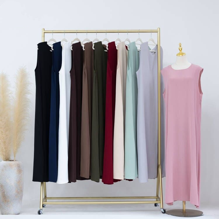 LR480-1 Vestido tipo chaleco de color liso para uso diario