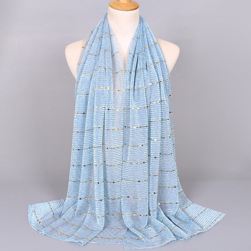 VS064   New glitter lace scarf baotou solid color European and American foreign trade scarf cross-border source of dual-use gauze scarf women