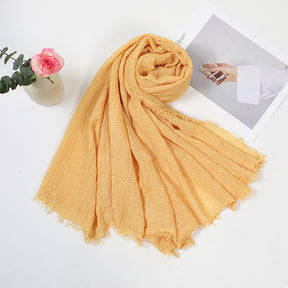 928-2    Solid color plain hijab  scarf bark wrinkle cotton hemp