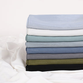 YZ375  Plain Silver Thread Crinkled Chiffon Hijab