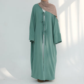 LR883  Tie-Waist Open-Front Polyester Dress