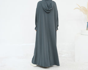 LR958  Plain Polyester Plus Size Long Sleeve Hooded Casual Dress