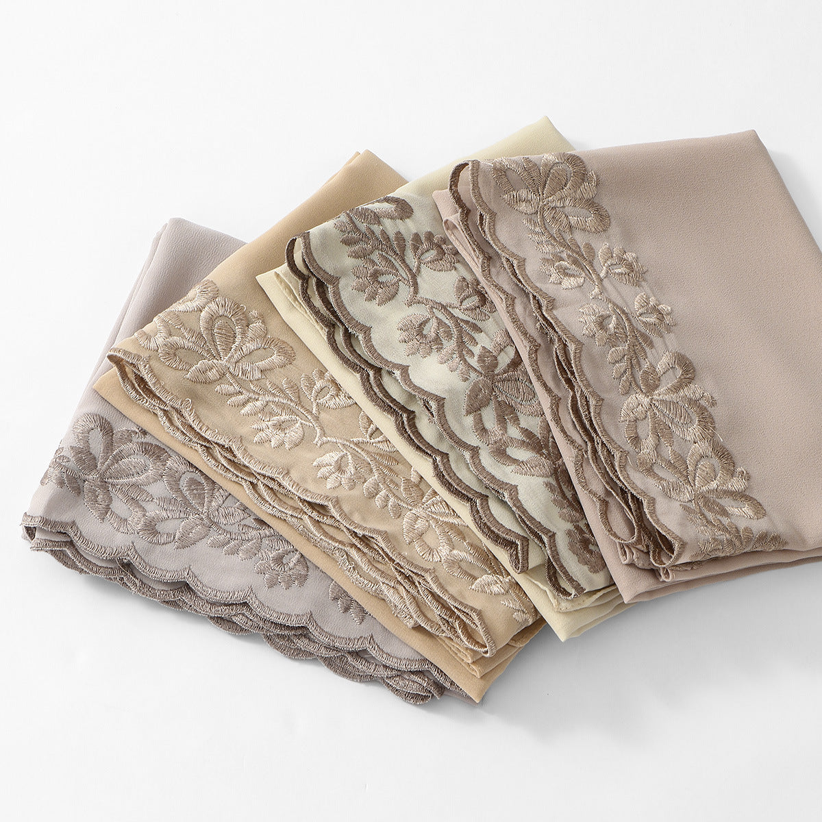 VE139  Stylish Butterfly Embroidered Chiffon Hijab