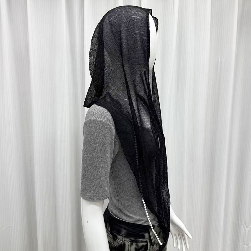 DLDSJ  Lightweight Draping Hijab with Pearl Chain